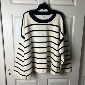 Gilli Cream and Black Striped Crewneck Sweater